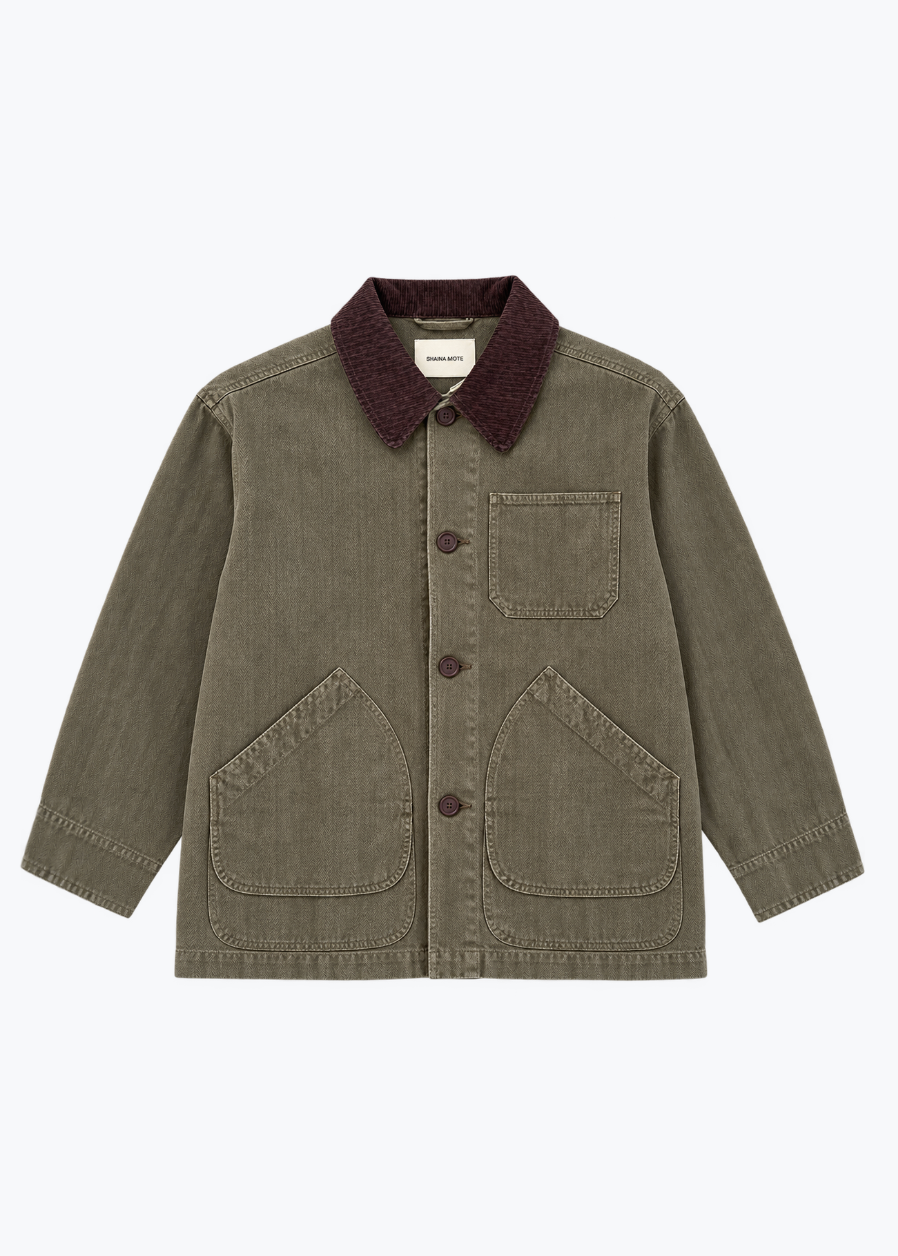 shaina mote Painter Coat Herringbone in Moss