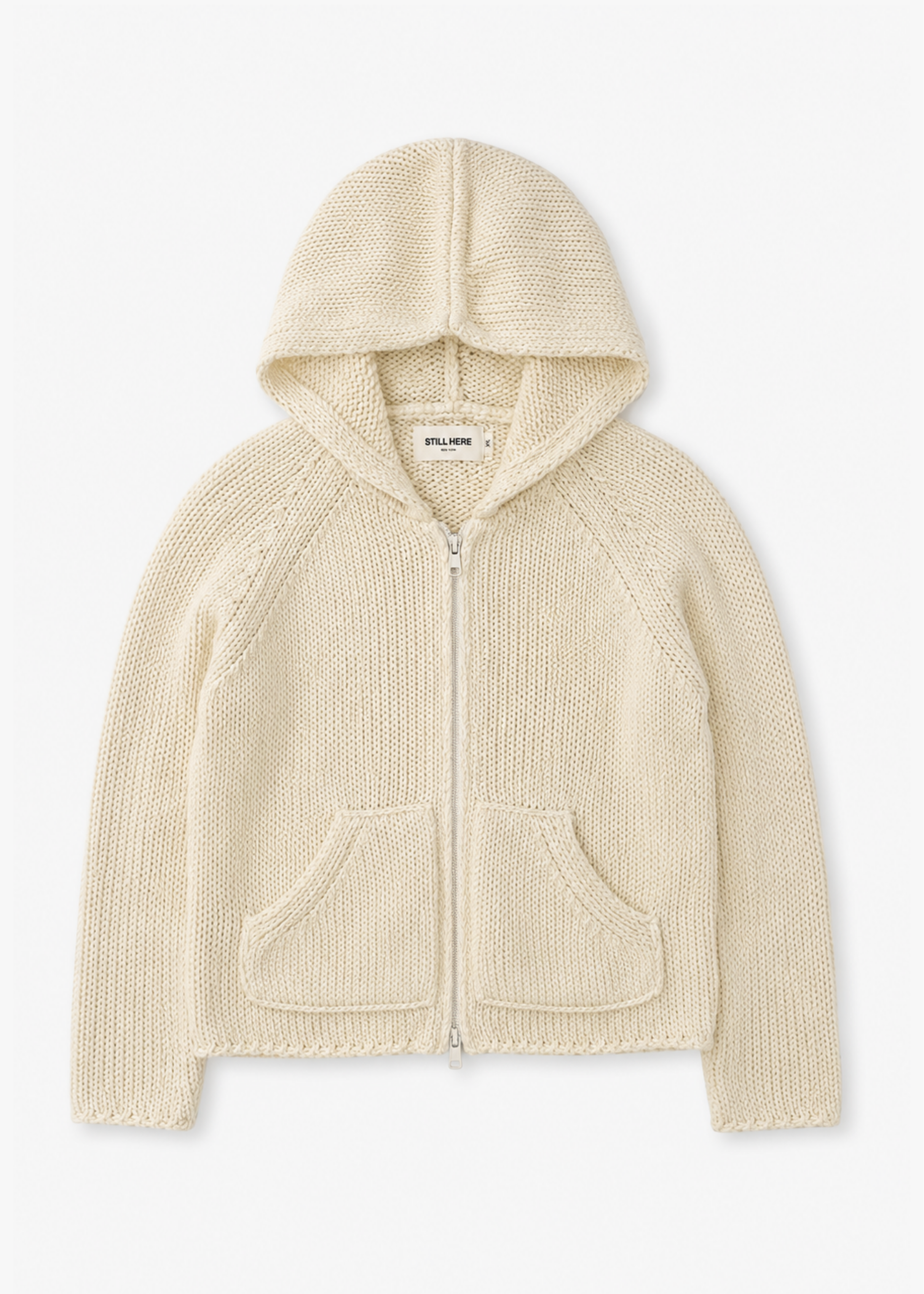 still here new york womens Bear Zip Up in Cream