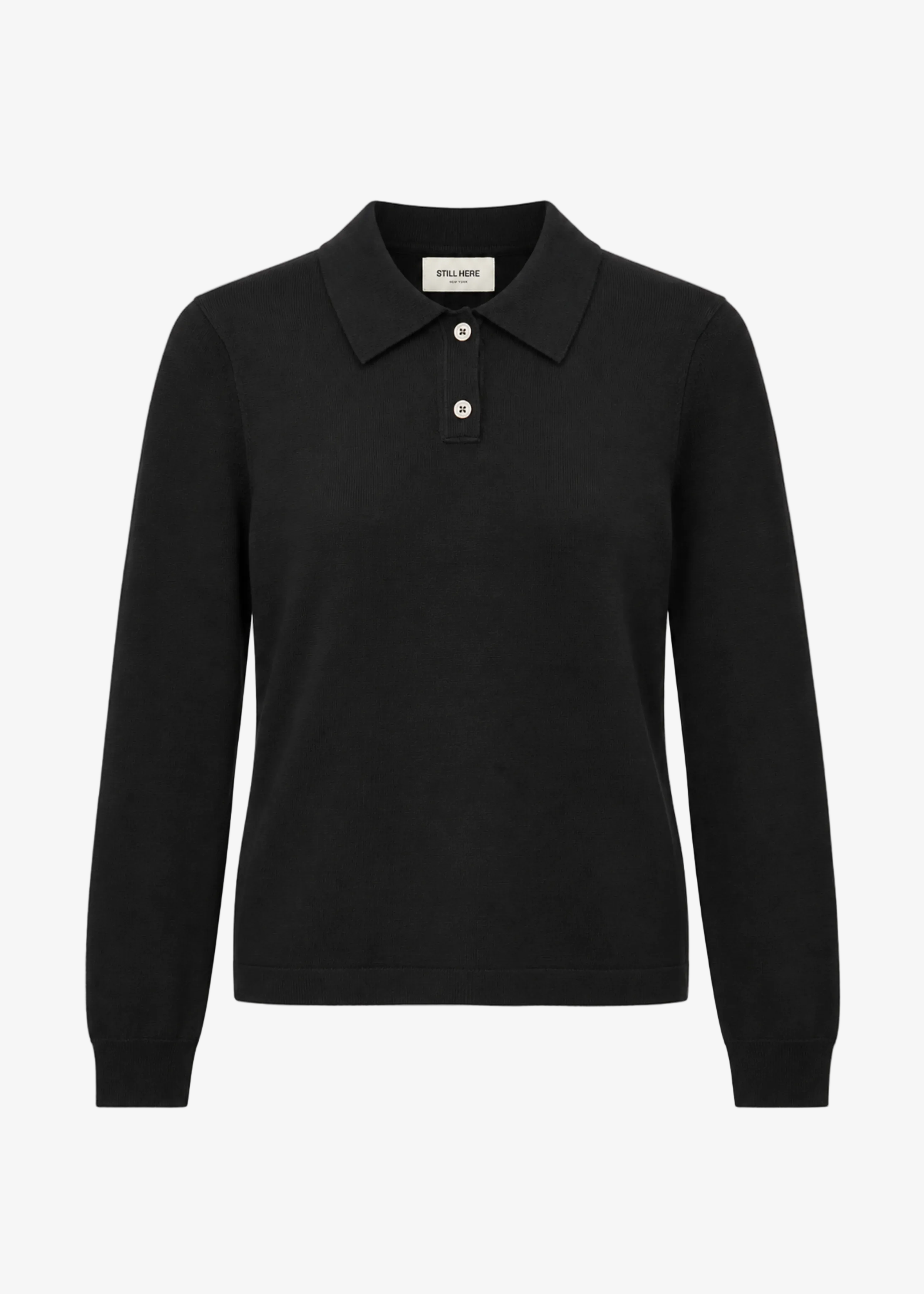 still here womens Daughter Sweater knit polo Black