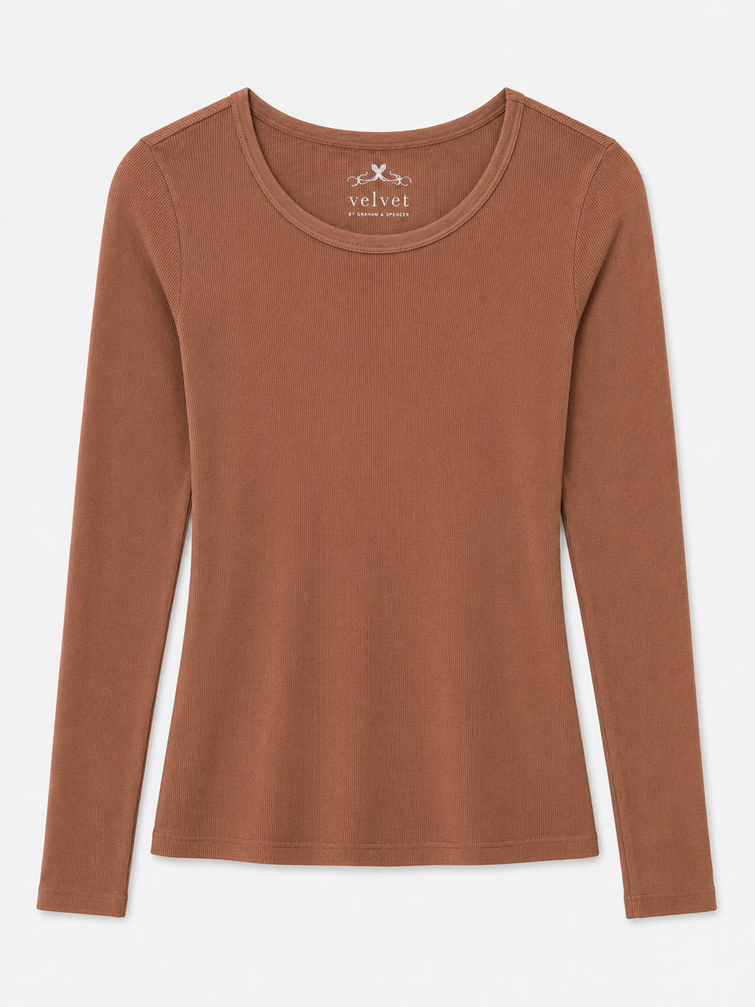 velvet graham spencer women Bayler Ribbed Scoop Neck Tee in Camel