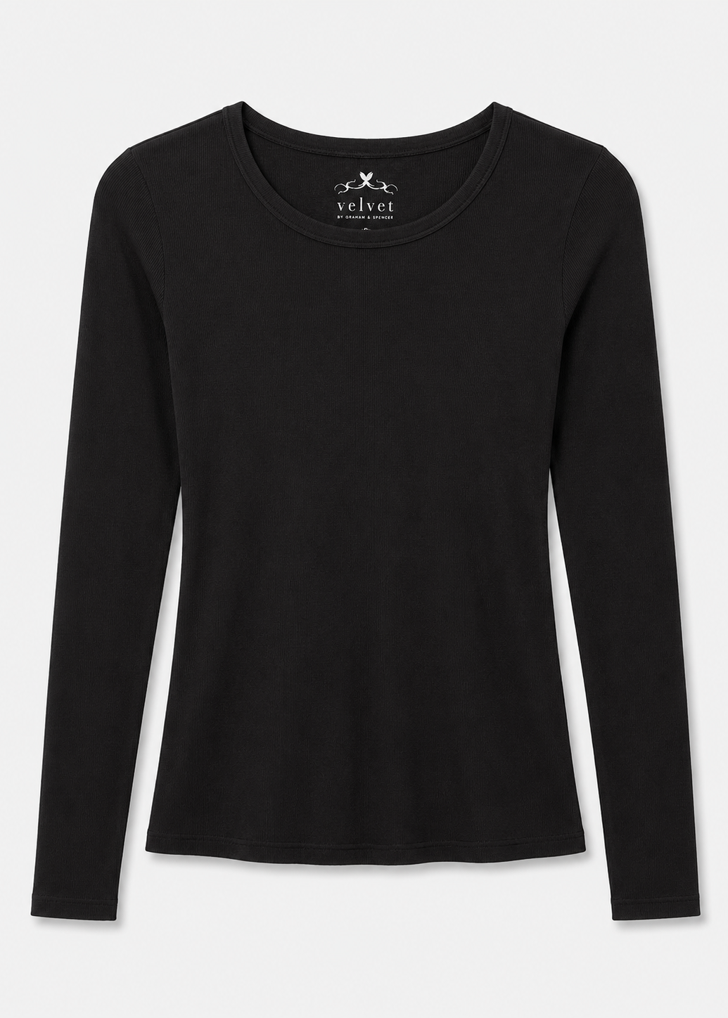 velvet womens Bayler Ribbed Scoop Neck Tee in Black