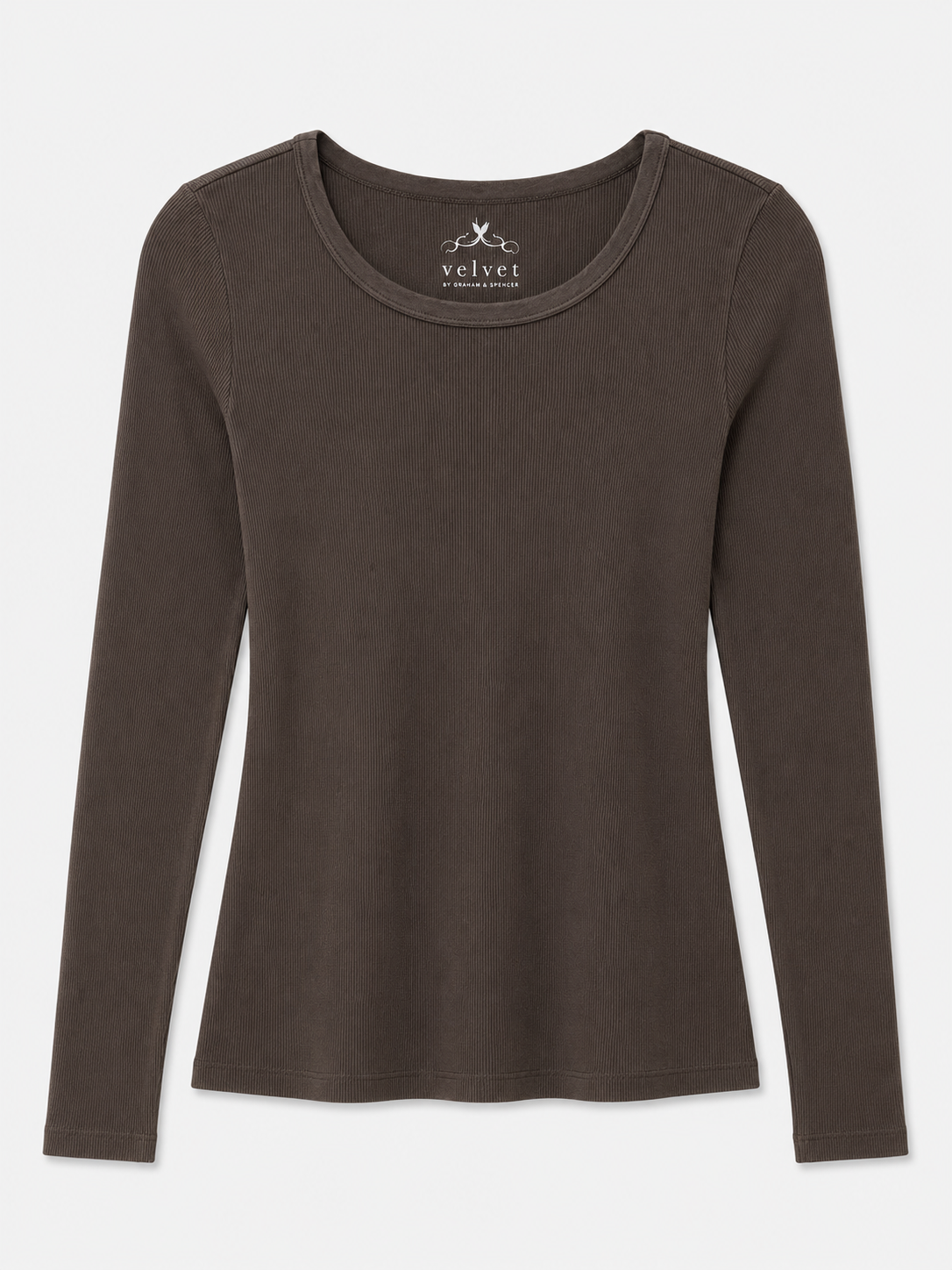 womens velvet graham spencer Bayler Ribbed Scoop Neck Tee in Army
