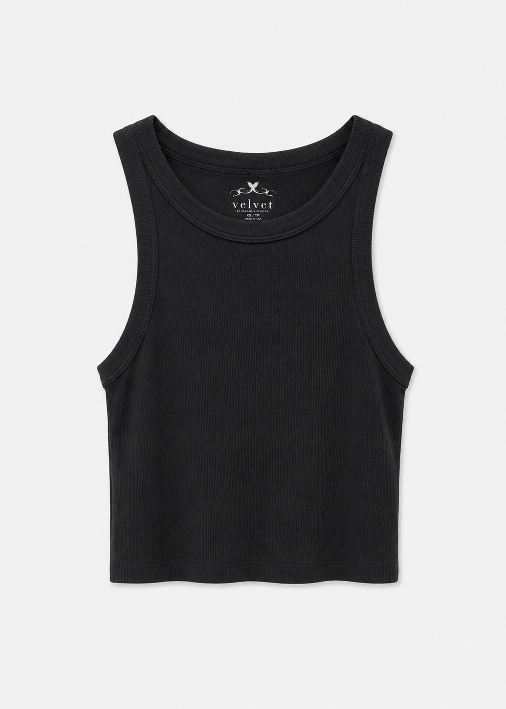 womens velvet graham spencer Harla Ribbed Crop Tank Top in Black