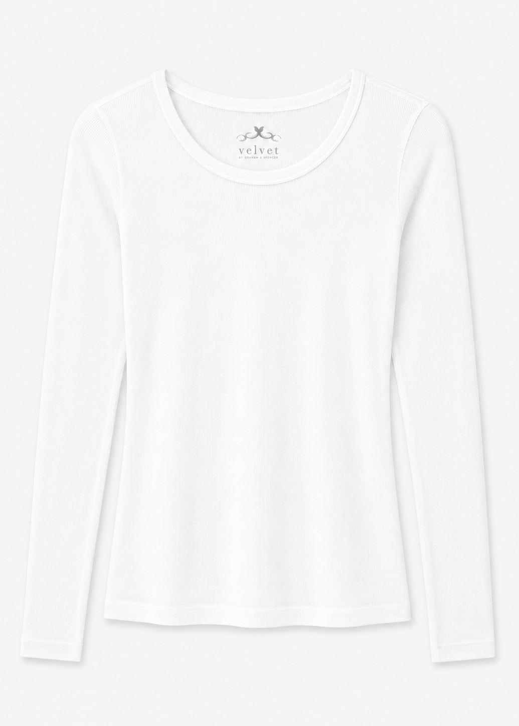 womens velvet tees Bayler Ribbed Scoop Neck Tee in White