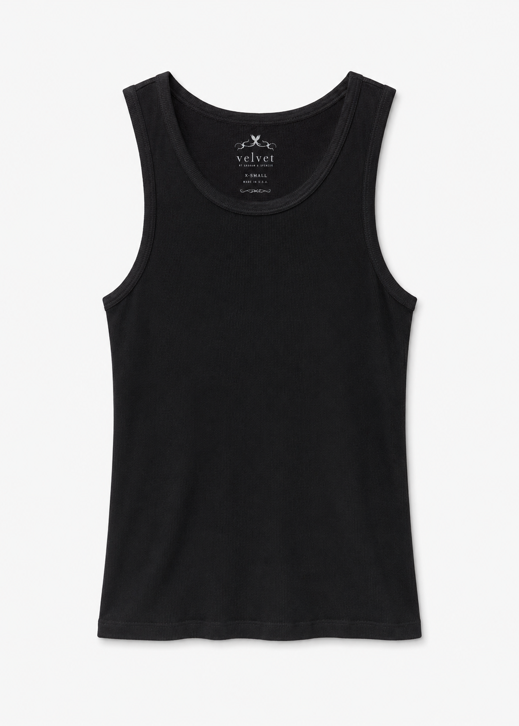 womens velvet tees graham spencer Maxie Ribbed Tank Top in Black