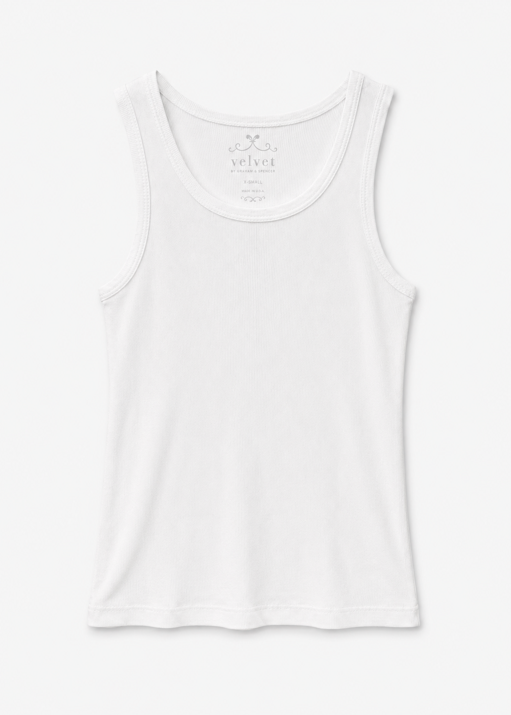 womens velvet tees graham spencer Maxie Ribbed Tank Top in White