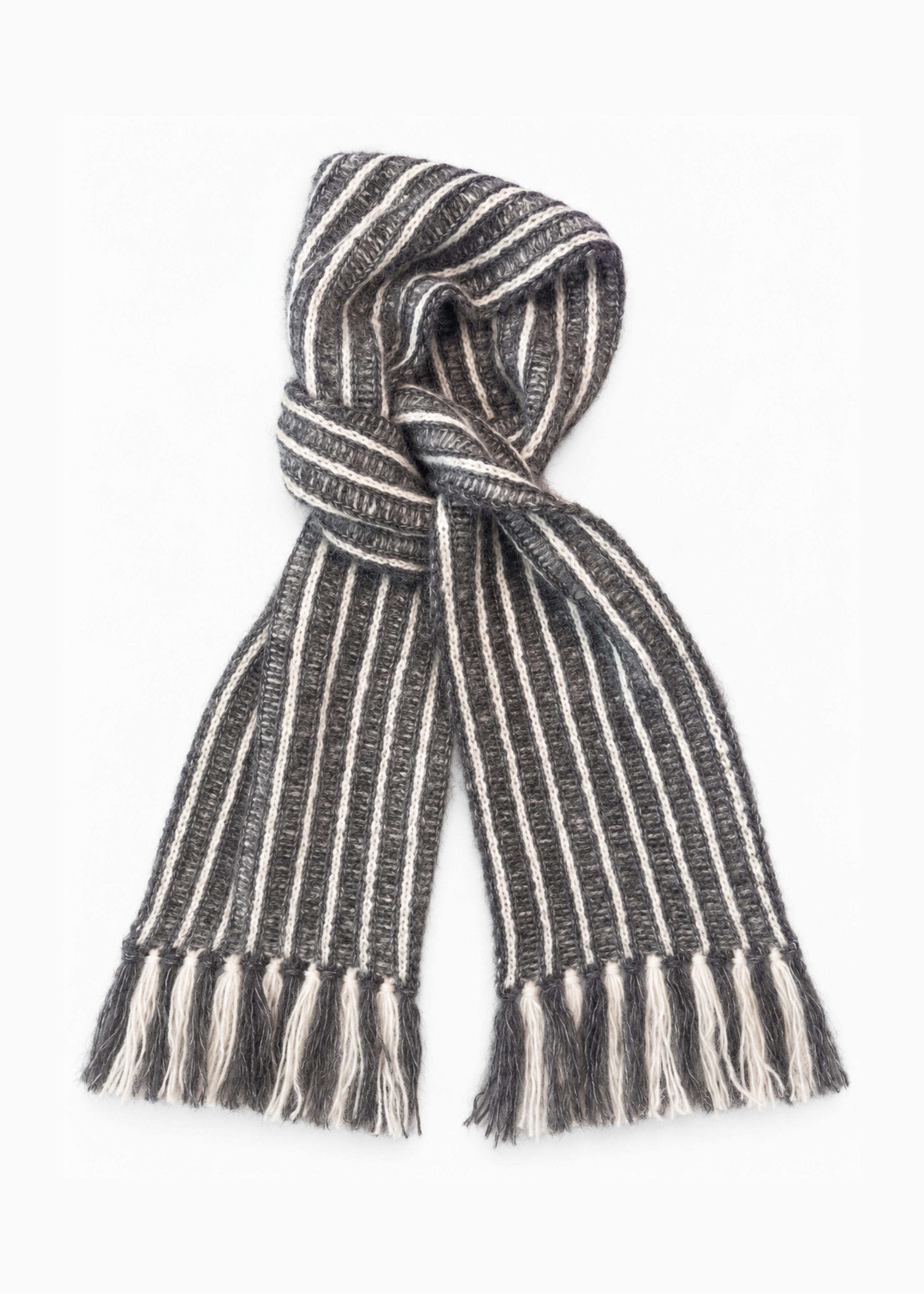 wythe Alpaca Cotton Two-Tone Scarf in Charcoal Cream