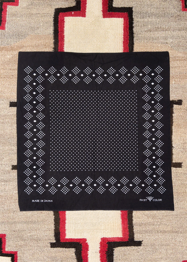 wythe Indigo Discharge Selvedge Bandana in Black Overdye
