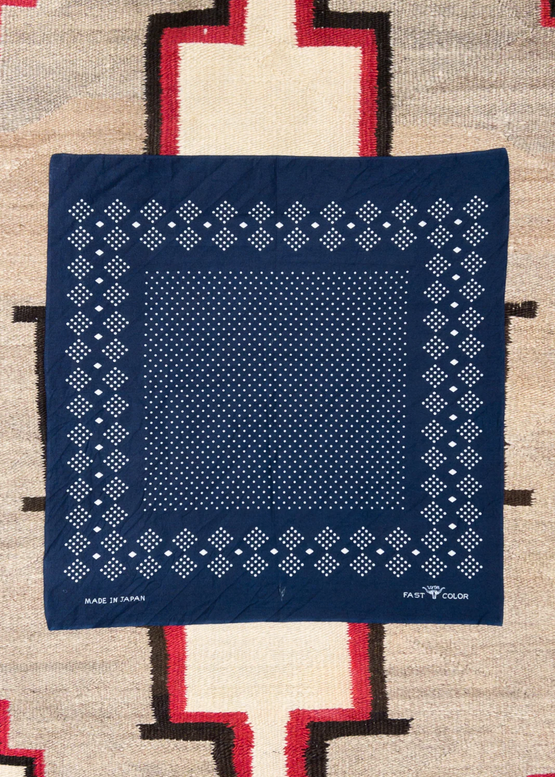 wythe Indigo Discharge Selvedge Bandana in Indigo