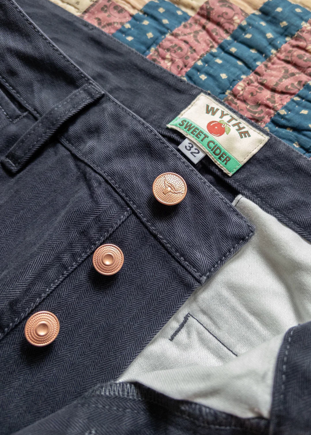 wythe Japanese Cotton Herringbone Chino in Faded Navy