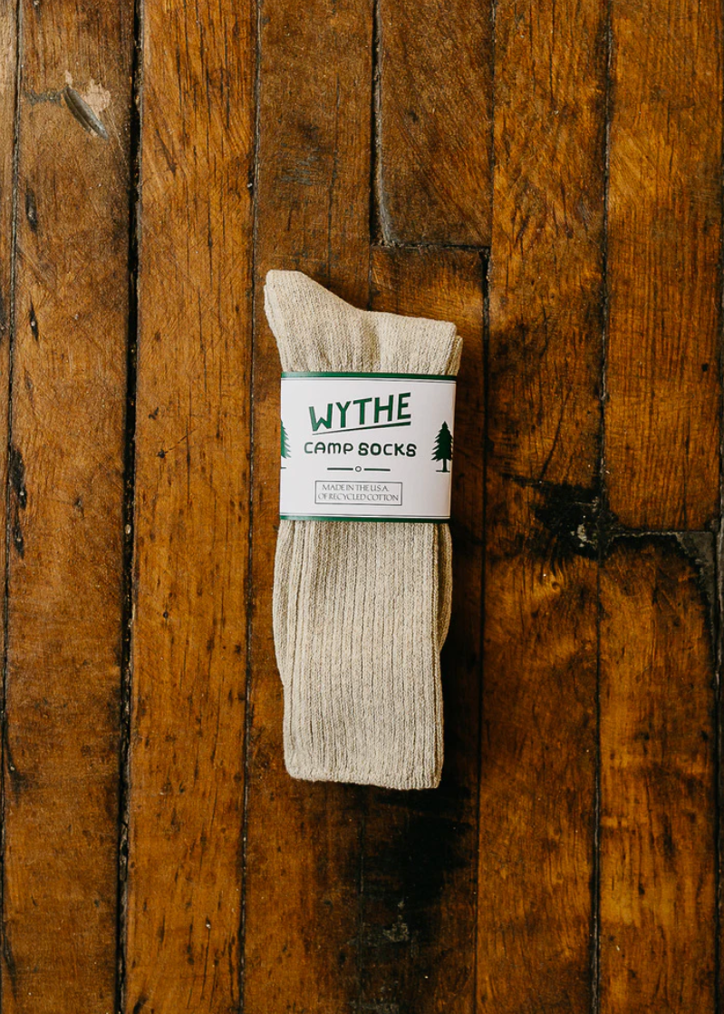 wythe Recycled Cotton Camp Socks in Camp Sunshine Yellow Melange