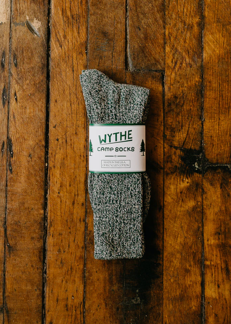 wythe Recycled Cotton Camp Socks in Evergreen Melange