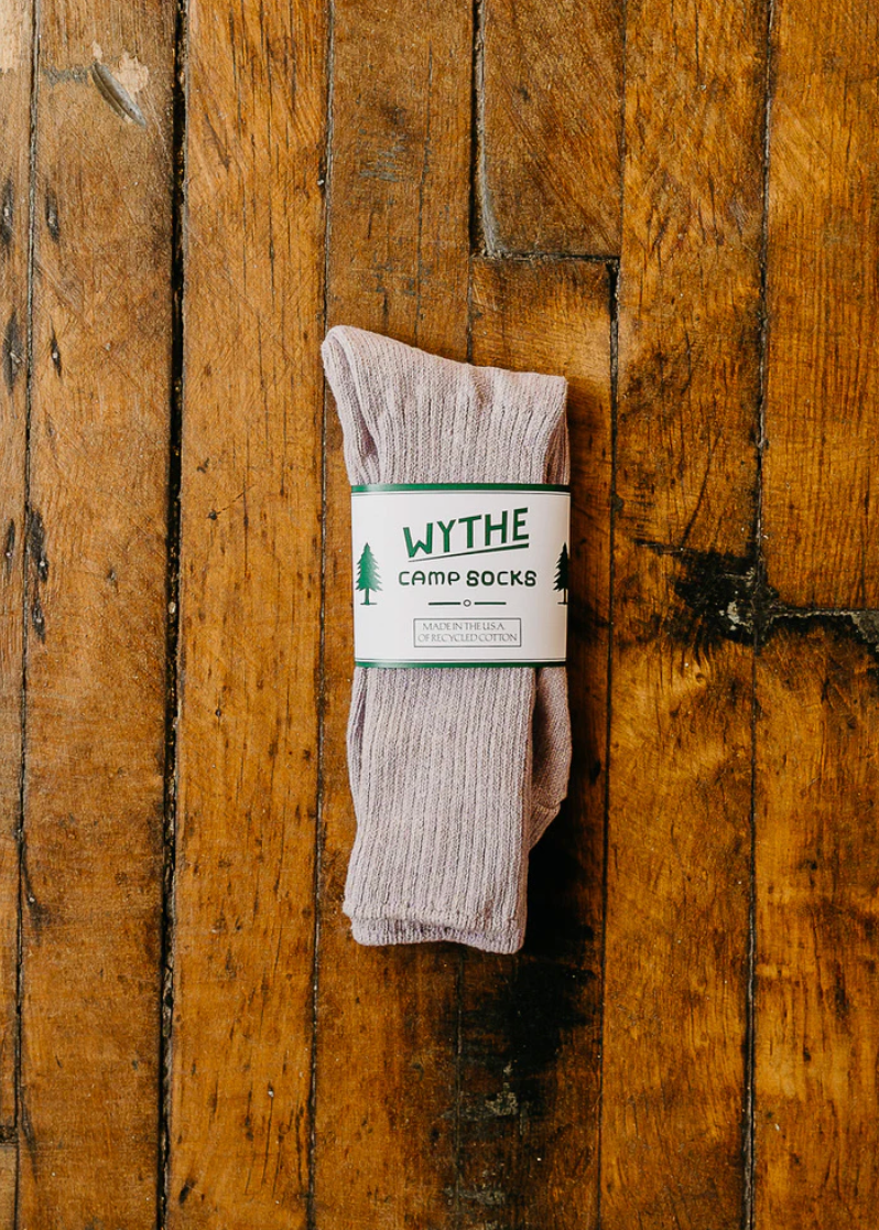 wythe Recycled Cotton Camp Socks in Lilac Melange