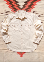 wythe mens Cotton Herringbone Officer's Shirt in Buttermilk