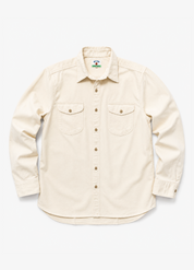 wythe mens Cotton Herringbone Officer's Shirt in Buttermilk
