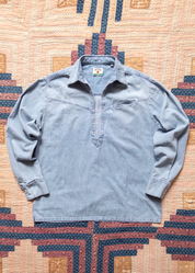 wythe mens Denim Pullover Shirt in Washed Indigo
