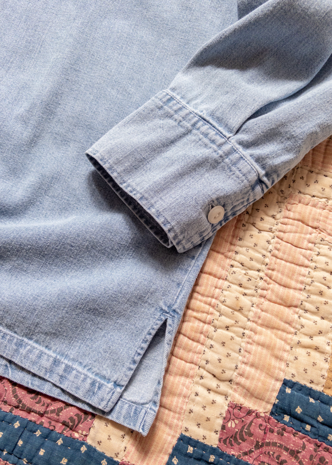 wythe mens Denim Pullover Shirt in Washed Indigo