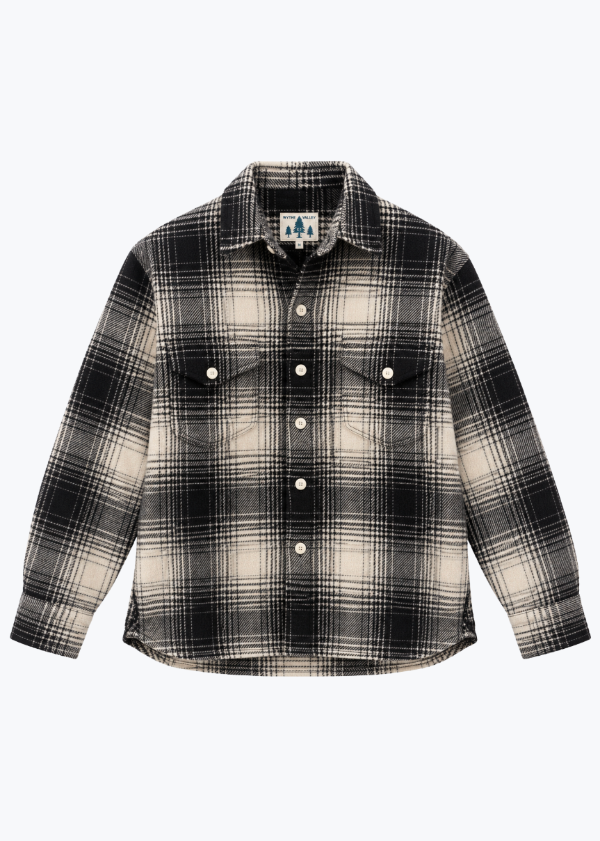 wythe mens Donegal Shadow Plaid Tweed Overshirt