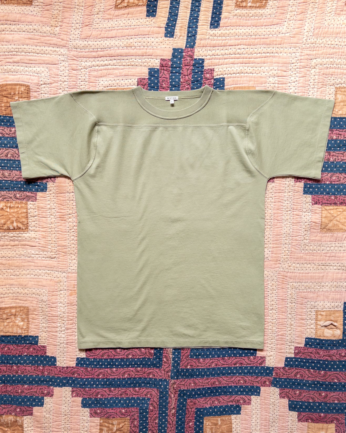 wythe mens Football T-Shirt in Faded Olive