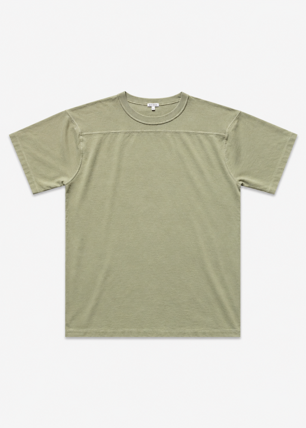 wythe mens Football T-Shirt in Faded Olive