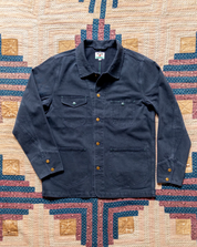 wythe mens Japanese Cotton Herringbone Barn Jacket in Faded Navy