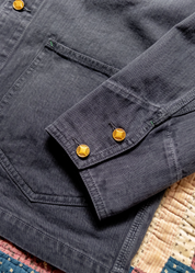 wythe mens Japanese Cotton Herringbone Barn Jacket in Faded Navy