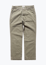 wythe mens Japanese Cotton Herringbone Chino in Faded Olive