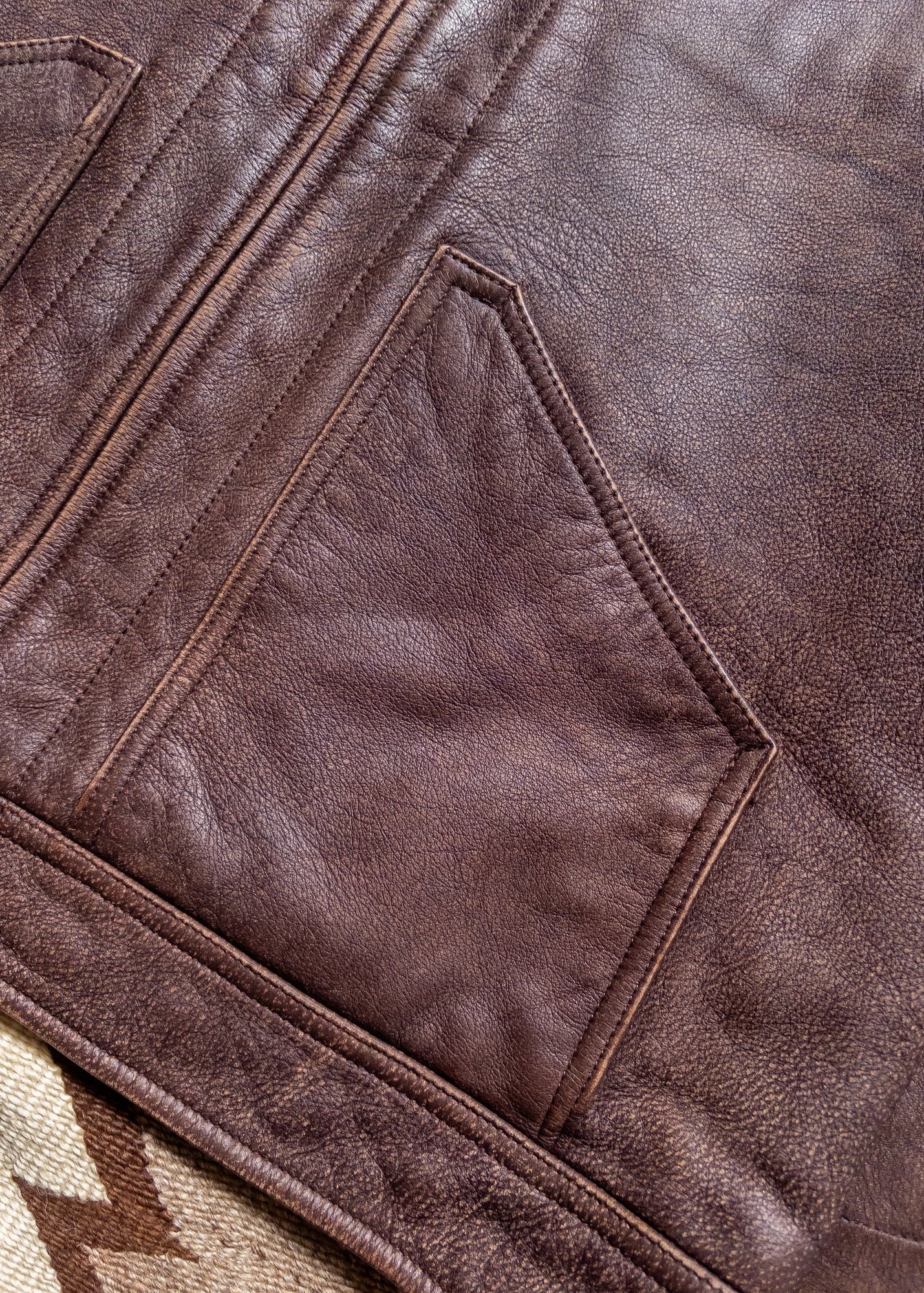 wythe mens Leather Buckaroo Jacket brown