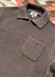 wythe mens Moss Stitch Collared Sweater in Dusty Olive