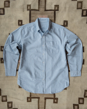 wythe mens Oxford Cloth Button Down in Blue & White Stripe