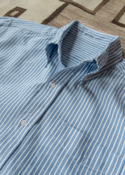wythe mens Oxford Cloth Button Down in Blue & White Stripe