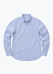 wythe mens Oxford Cloth Button Down in Blue & White Stripe