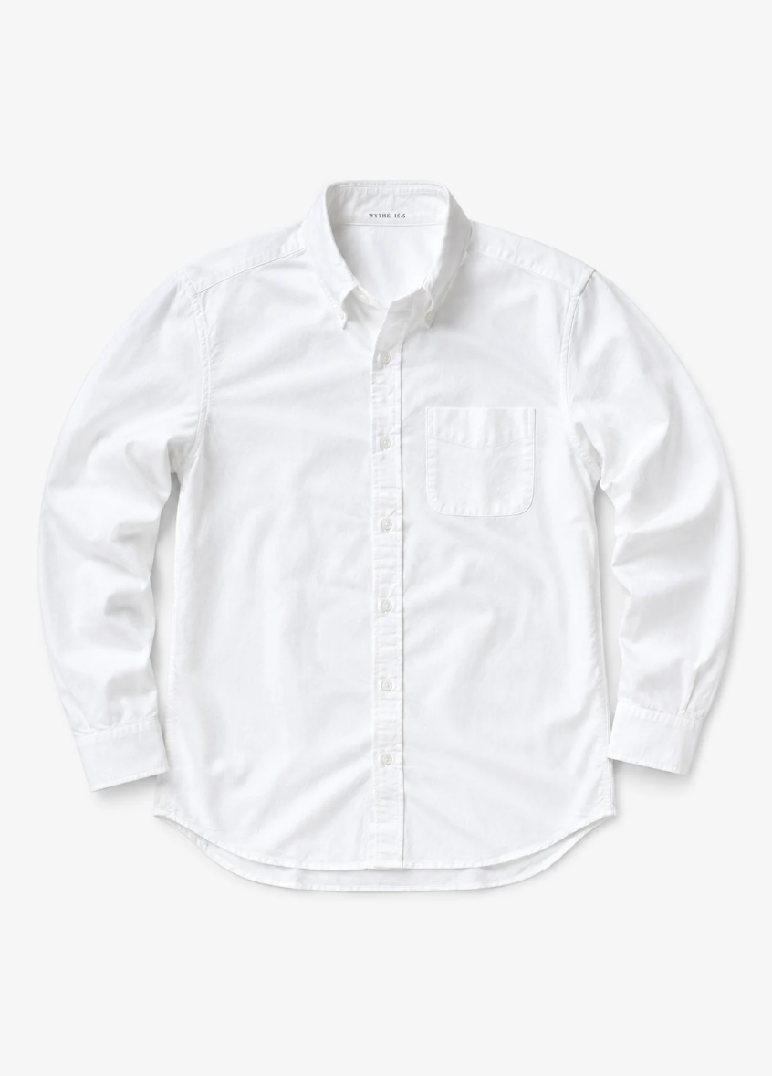 wythe mens Oxford Cloth Button Down in Classic White
