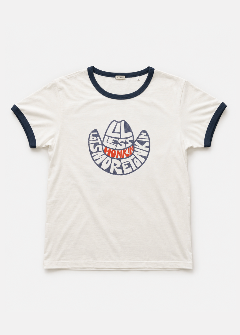 wythe mens Tonkin Print Tubular ringer T-Shirt navy
