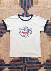 wythe mens Tonkin Print Tubular ringer T-Shirt navy