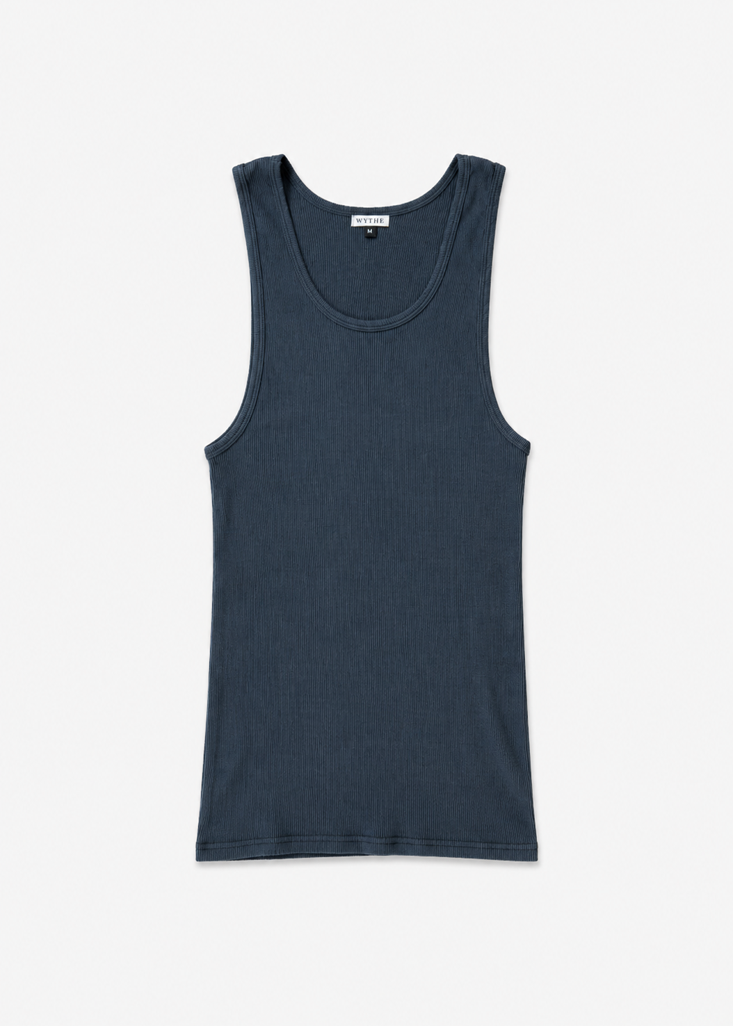 wythe mens Tubular Cotton Ribbed Tank Top in Faded Black