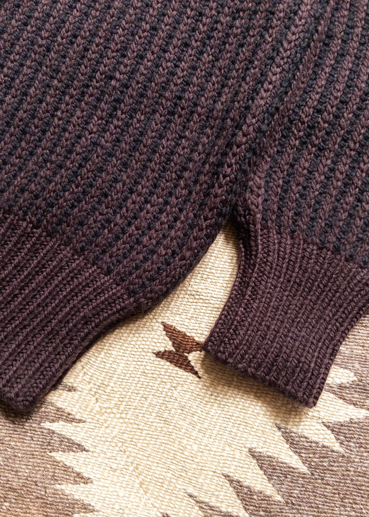 wythe mens Two-Tone Crewneck Sweater brown black