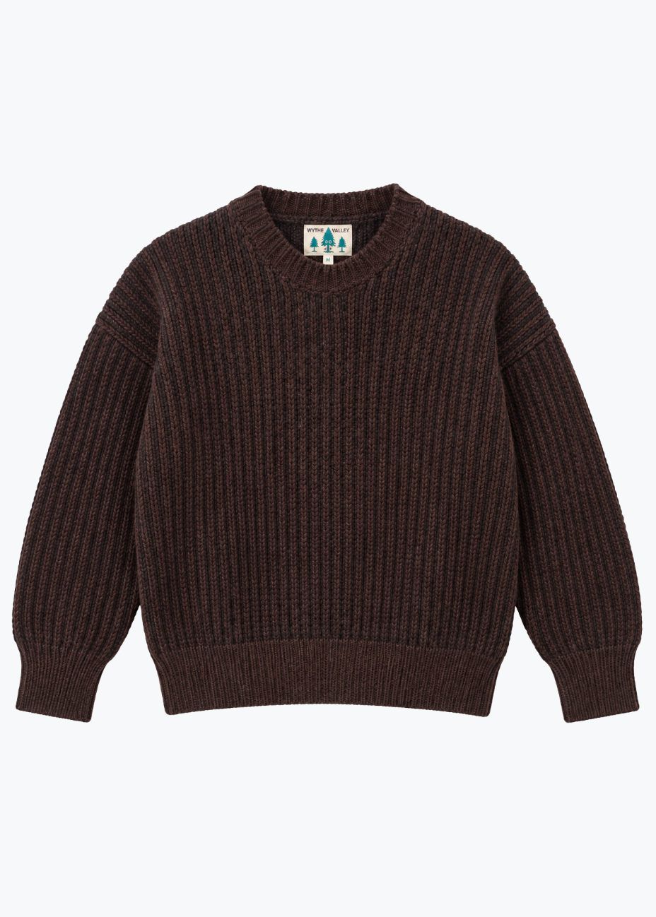`wythe mens Two-Tone Crewneck Sweater brown black
