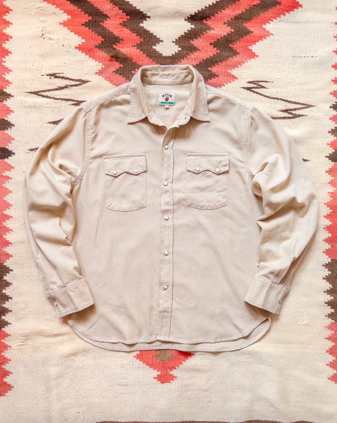 wythe mens Vintage Tickweave Pearlsnap Shirt in Butterscotch