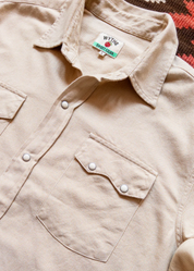 wythe mens Vintage Tickweave Pearlsnap Shirt in Butterscotch