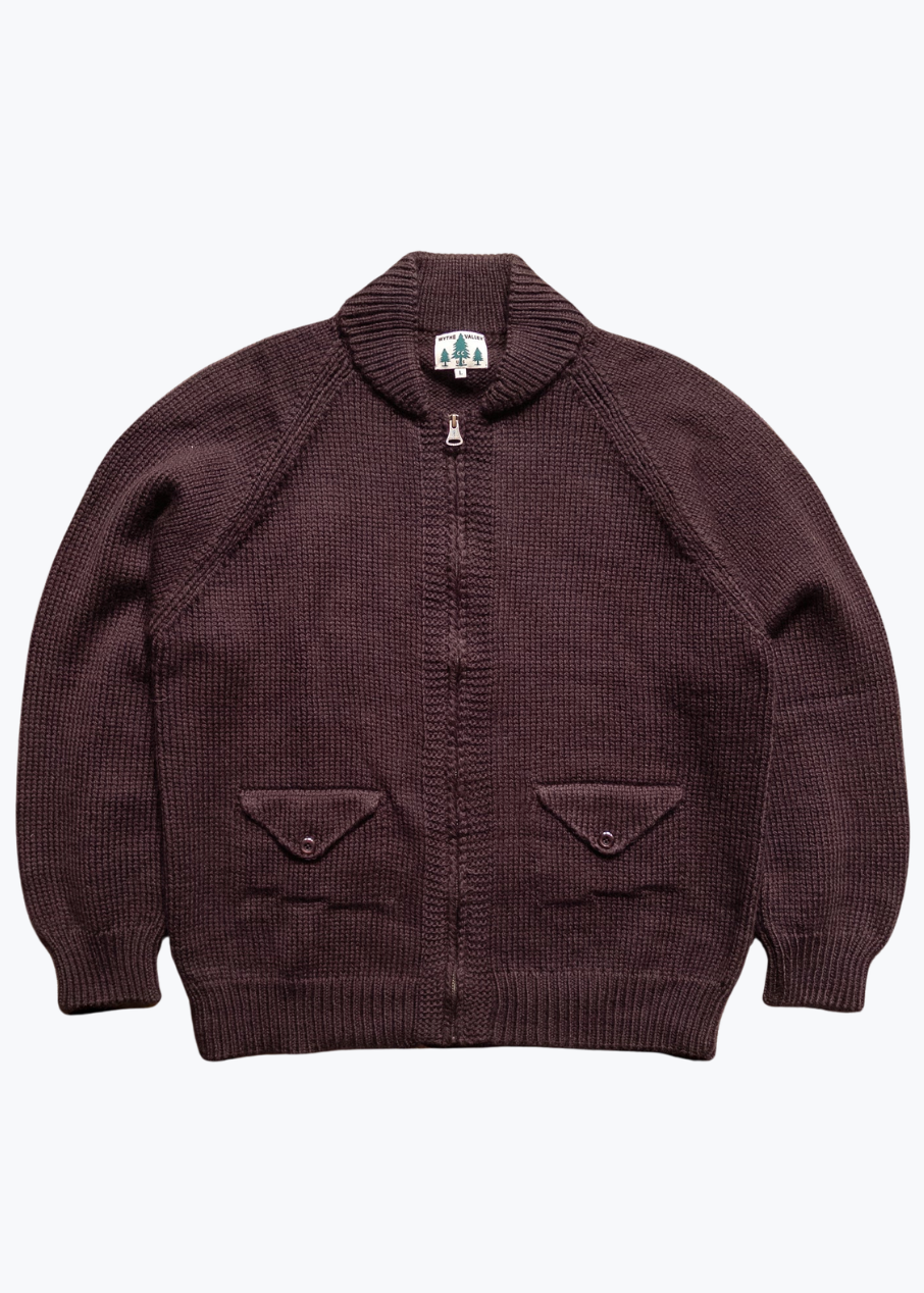 wythe mens Zip Shawl Cardigan brown