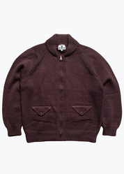 wythe mens Zip Shawl Cardigan brown