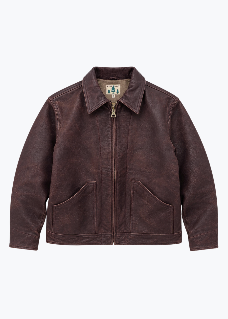 wythe mens brown Leather Buckaroo Jacket