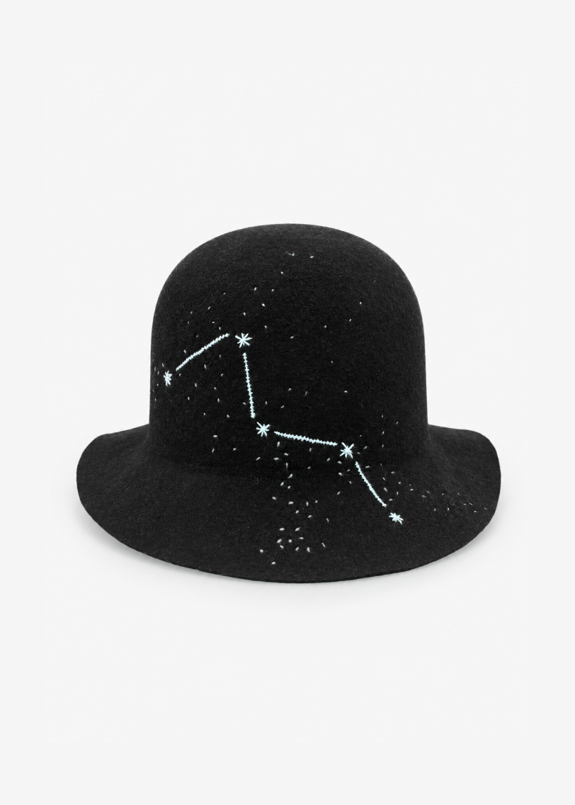 xelkom one of a kind embroidered Felt Constellations Hat