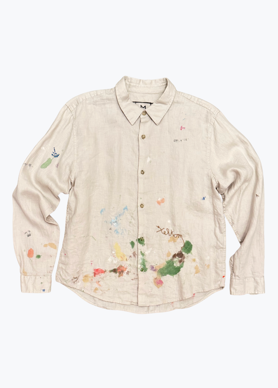 xelkom unisex One-of-a-Kind Linen Workshirt in Tan