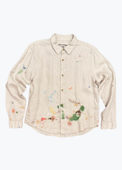 xelkom unisex One-of-a-Kind Linen Workshirt in Tan