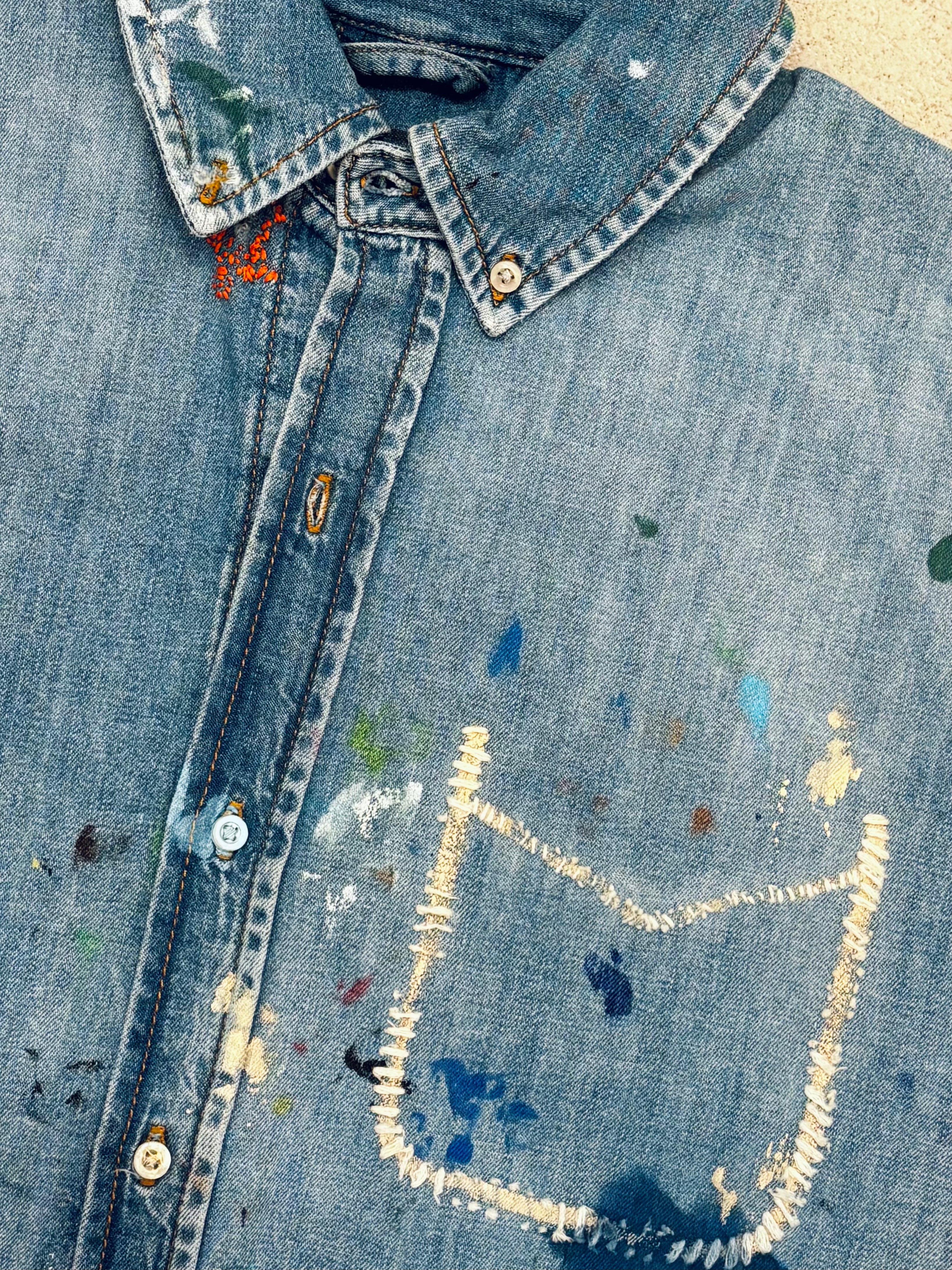 xelkom unisex One-of-a-Kind Washed Sleeveless Denim Button-Up