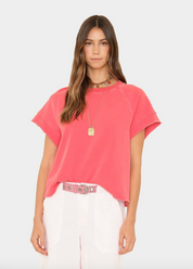 xirena Callie Short Sleeve Sweatshirt in Vintage Red