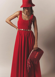 person wearing xirena womens Florence Dress in Red Flash